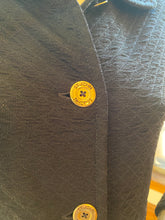 Load image into Gallery viewer, St. John Black Knit Jacket with Goldtone Metallic Logo Buttons, size S