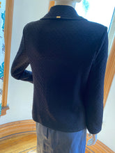 Load image into Gallery viewer, St. John Black Knit Jacket with Goldtone Metallic Logo Buttons, size S