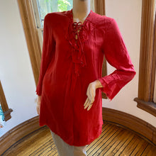 Load image into Gallery viewer, Iro Red Lace-Up Neckline "Florine" Top with Raw Hem/Trims, size S (French 34/US 2)