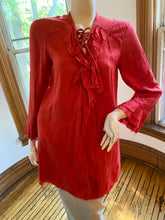 Load image into Gallery viewer, Iro Red Lace-Up Neckline "Florine" Top with Raw Hem/Trims, size S (French 34/US 2)