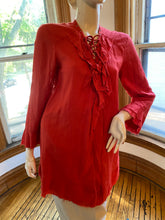Load image into Gallery viewer, Iro Red Lace-Up Neckline "Florine" Top with Raw Hem/Trims, size S (French 34/US 2)