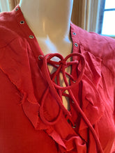 Load image into Gallery viewer, Iro Red Lace-Up Neckline "Florine" Top with Raw Hem/Trims, size S (French 34/US 2)