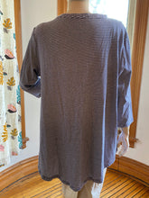 Load image into Gallery viewer, Alembika Navy Blue Striped Tunic Top with Contrast Floral Fabric Pocket, size M/L (Brand size 3)