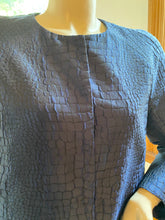 Load image into Gallery viewer, Armani Collezioni Blue Reptile Textured Fabric Collarless Jacket, size M (US 10)