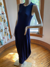 Load image into Gallery viewer, Karen Klein San Francisco Blue Sleeveless Knit Sculptural Maxi Dress, size M