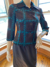 Load image into Gallery viewer, Trina Turk Brown/Teal Geometric Pattern Fitted Corduroy Jacket, size XS (US 2)