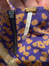 Load image into Gallery viewer, Free People Orange/Purple Rayon Print Top with Lace Trims, size S