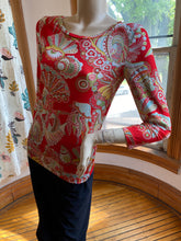 Load image into Gallery viewer, Les Copains Red Knit Sea Life Print Long Sleeved Top, size XS