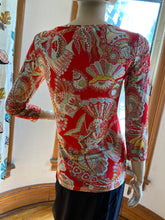 Load image into Gallery viewer, Les Copains Red Knit Sea Life Print Long Sleeved Top, size XS