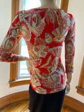 Load image into Gallery viewer, Les Copains Red Knit Sea Life Print Long Sleeved Top, size XS
