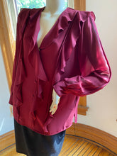Load image into Gallery viewer, Reiss Red Crepe Ruffle Front Long-Sleeved Top, size S (US 6)