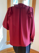 Load image into Gallery viewer, Reiss Red Crepe Ruffle Front Long-Sleeved Top, size S (US 6)
