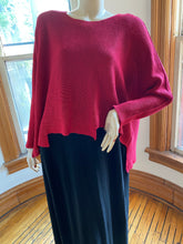 Load image into Gallery viewer, Zuza Bart Red Boxy Linen Pullover Sweater with Asymmetrical Hem, size OSFM (one size fits most)