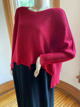 Load image into Gallery viewer, Zuza Bart Red Boxy Linen Pullover Sweater with Asymmetrical Hem, size OSFM (one size fits most)