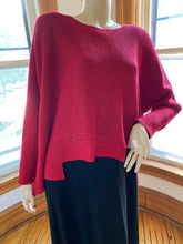 Load image into Gallery viewer, Zuza Bart Red Boxy Linen Pullover Sweater with Asymmetrical Hem, size OSFM (one size fits most)