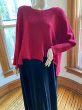 Load image into Gallery viewer, Zuza Bart Red Boxy Linen Pullover Sweater with Asymmetrical Hem, size OSFM (one size fits most)