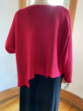Load image into Gallery viewer, Zuza Bart Red Boxy Linen Pullover Sweater with Asymmetrical Hem, size OSFM (one size fits most)