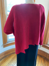 Load image into Gallery viewer, Zuza Bart Red Boxy Linen Pullover Sweater with Asymmetrical Hem, size OSFM (one size fits most)