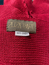 Load image into Gallery viewer, Zuza Bart Red Boxy Linen Pullover Sweater with Asymmetrical Hem, size OSFM (one size fits most)