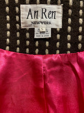 Load image into Gallery viewer, An Ren Tan/Brown Multi-Fabric Wool Blend Short Coat with Contrast Orange-Red Buttons, size S