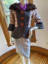 Load image into Gallery viewer, An Ren Tan/Brown Multi-Fabric Wool Blend Short Coat with Contrast Orange-Red Buttons, size S