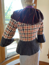 Load image into Gallery viewer, An Ren Tan/Brown Multi-Fabric Wool Blend Short Coat with Contrast Orange-Red Buttons, size S
