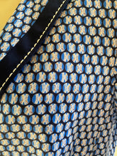 Load image into Gallery viewer, Basler Blue/White Geometric Print Jacket with Dark Blue Trim, size M/L (European size 42)