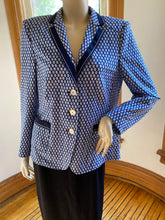Load image into Gallery viewer, Basler Blue/White Geometric Print Jacket with Dark Blue Trim, size M/L (European size 42)