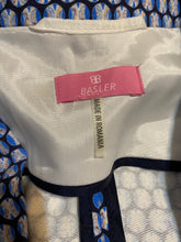 Load image into Gallery viewer, Basler Blue/White Geometric Print Jacket with Dark Blue Trim, size M/L (European size 42)