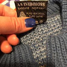 Load image into Gallery viewer, Fjord Fashion Nordic Blue Wool Cardigan with Pewter Clasps, size L