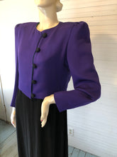 Load image into Gallery viewer, Carolina Herrera Vintage 1980s Cropped Purple Silk Jacket, size S/M (80s size 10)