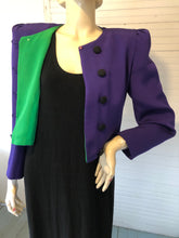 Load image into Gallery viewer, Carolina Herrera Vintage 1980s Cropped Purple Silk Jacket, size S/M (80s size 10)