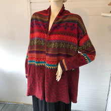 Load image into Gallery viewer, Ivko Cherry Red Multi Geometric Long Cardigan, size M (European size 40-42)