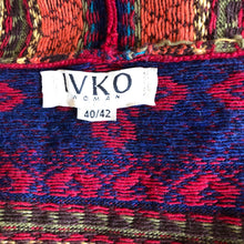 Load image into Gallery viewer, Ivko Cherry Red Multi Geometric Long Cardigan, size M (European size 40-42)