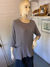 Load image into Gallery viewer, Comfy USA Black/White Striped Knit Top, size S