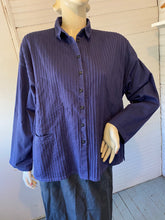 Load image into Gallery viewer, Yacco Maricard Blue Pintucked Cotton Boxy Top, size S/M (Brand size 2)