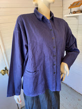 Load image into Gallery viewer, Yacco Maricard Blue Pintucked Cotton Boxy Top, size S/M (Brand size 2)