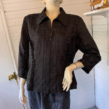 Load image into Gallery viewer, Samuel Dong Black Ruffle Rayon Zip Front Jacket, size L/XL (XL runs small)