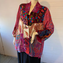 Load image into Gallery viewer, Soft Surroundings Pink Embroidered Patchwork Tapestry Unstructured Jacket, size XL