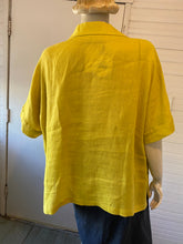 Load image into Gallery viewer, Alembika Canary Yellow Linen Short Sleeve Boxy Top, size M
