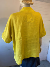 Load image into Gallery viewer, Alembika Canary Yellow Linen Short Sleeve Boxy Top, size M