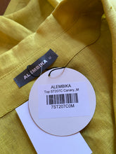 Load image into Gallery viewer, Alembika Canary Yellow Linen Short Sleeve Boxy Top, size M
