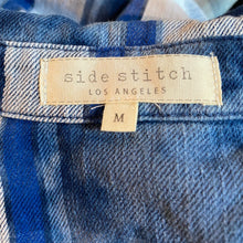 Load image into Gallery viewer, Side Stitch USA Blue/White "Abstract Plaid" Cotton Top, size M