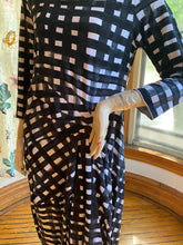 Load image into Gallery viewer, Rundholz Black Label Black/Gray/White Print Draped Stretch Cotton Dress, size M