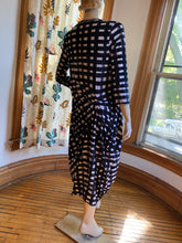 Load image into Gallery viewer, Rundholz Black Label Black/Gray/White Print Draped Stretch Cotton Dress, size M