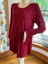 Load image into Gallery viewer, Comfy USA Red/Black Striped Knit Dress, size M
