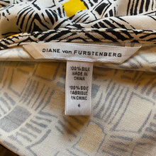 Load image into Gallery viewer, Diane Von Furstenberg Black/Ivory/Yellow Print Silk Dress, size S (US 4)
