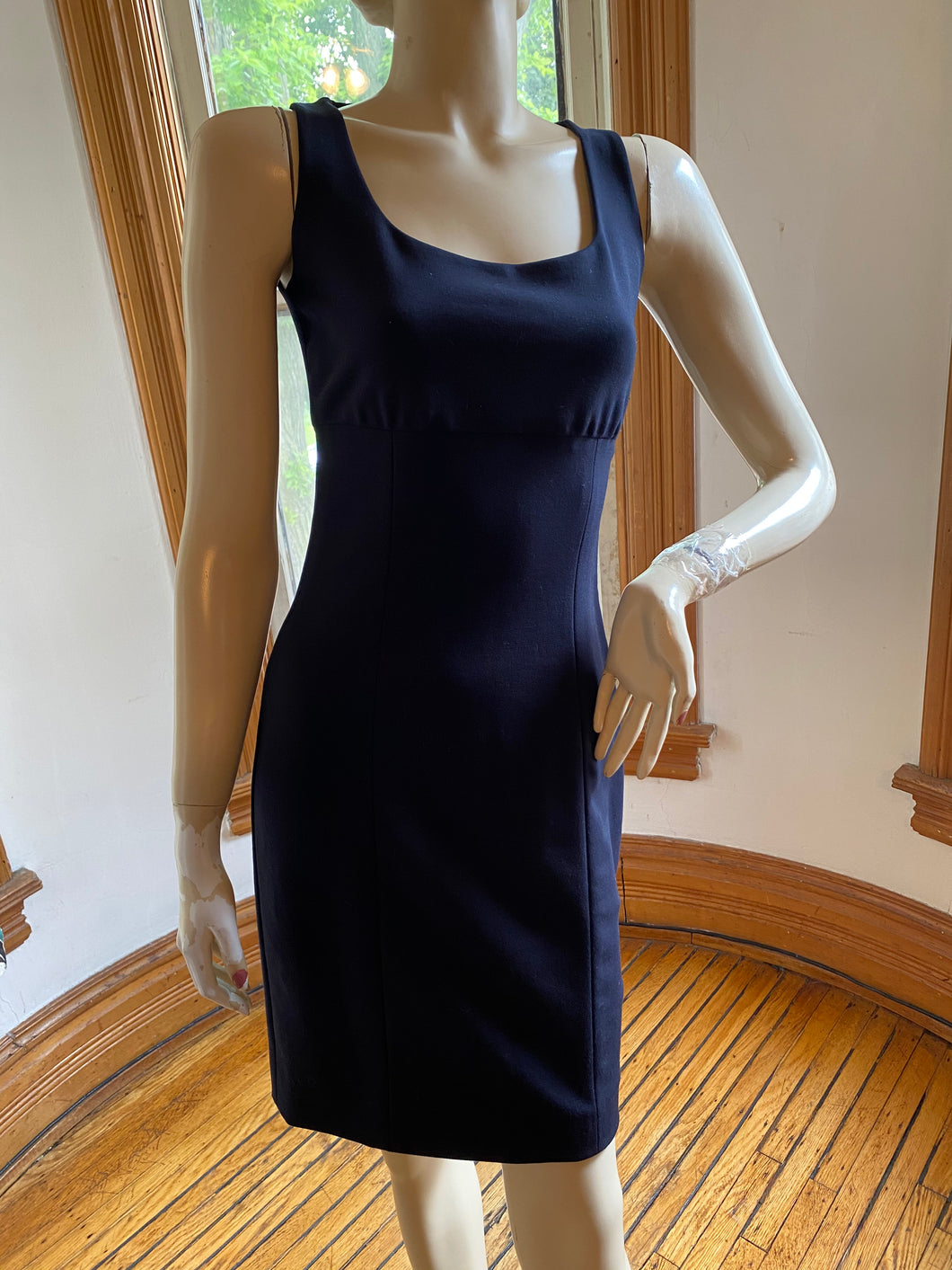Ralph Lauren Black Label Sleeveless Dark Navy Blue Wool Fitted Dress, size XS (US 2)