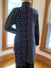Load image into Gallery viewer, Tulip USA Black/White Dotty/Striped Whimsical Long Jacket, size S
