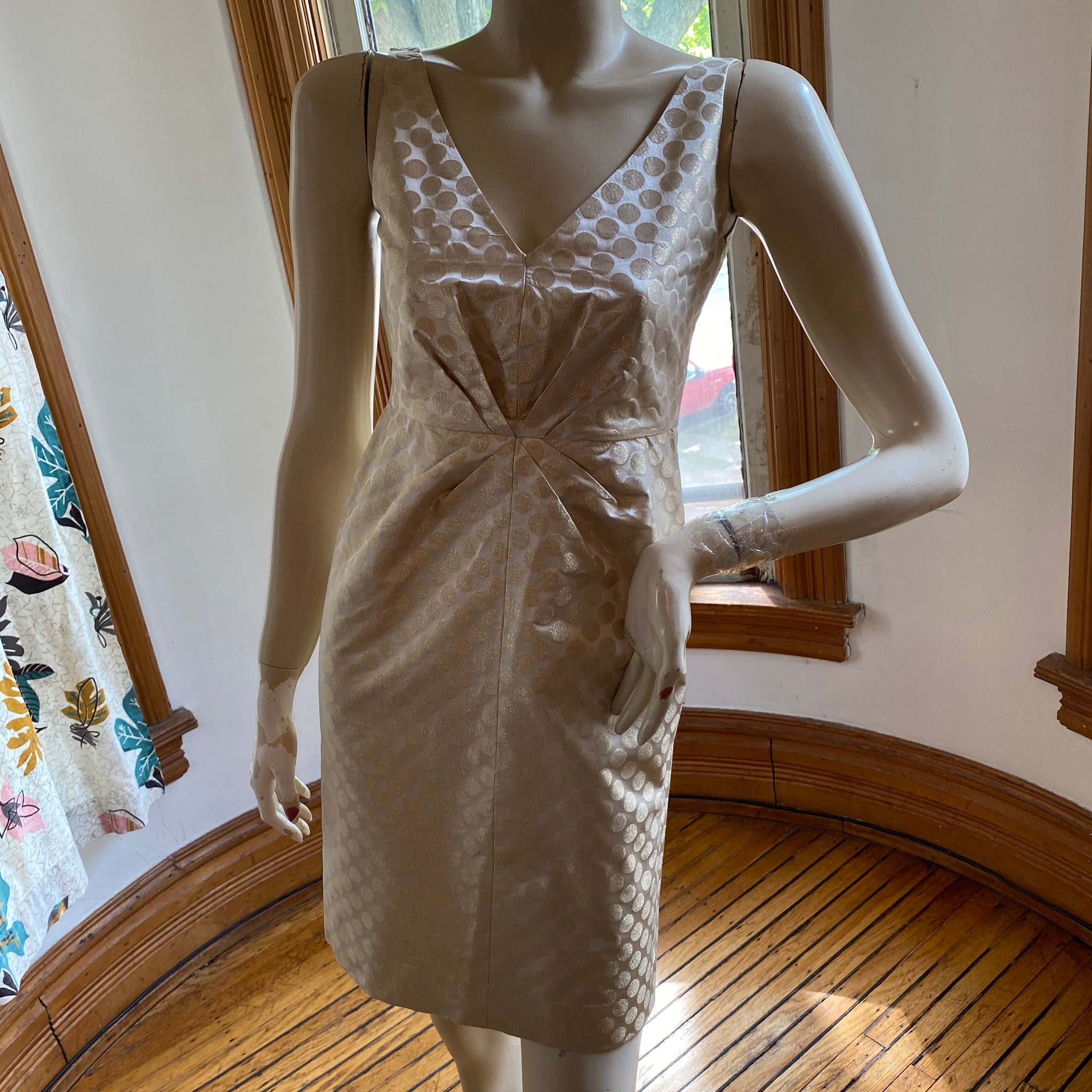 J. Crew Collection Gold Metallic Cocktail Dress size XSP extra small petite